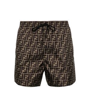 Fendi Brown Beachwear - Swim Shorts Men